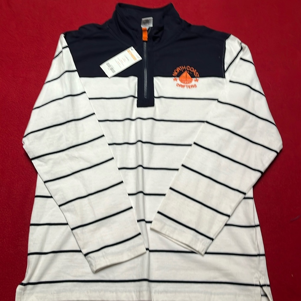 Gymboree Boys Sweatshirt size 10/12 Striped Blue and White Quarter zip